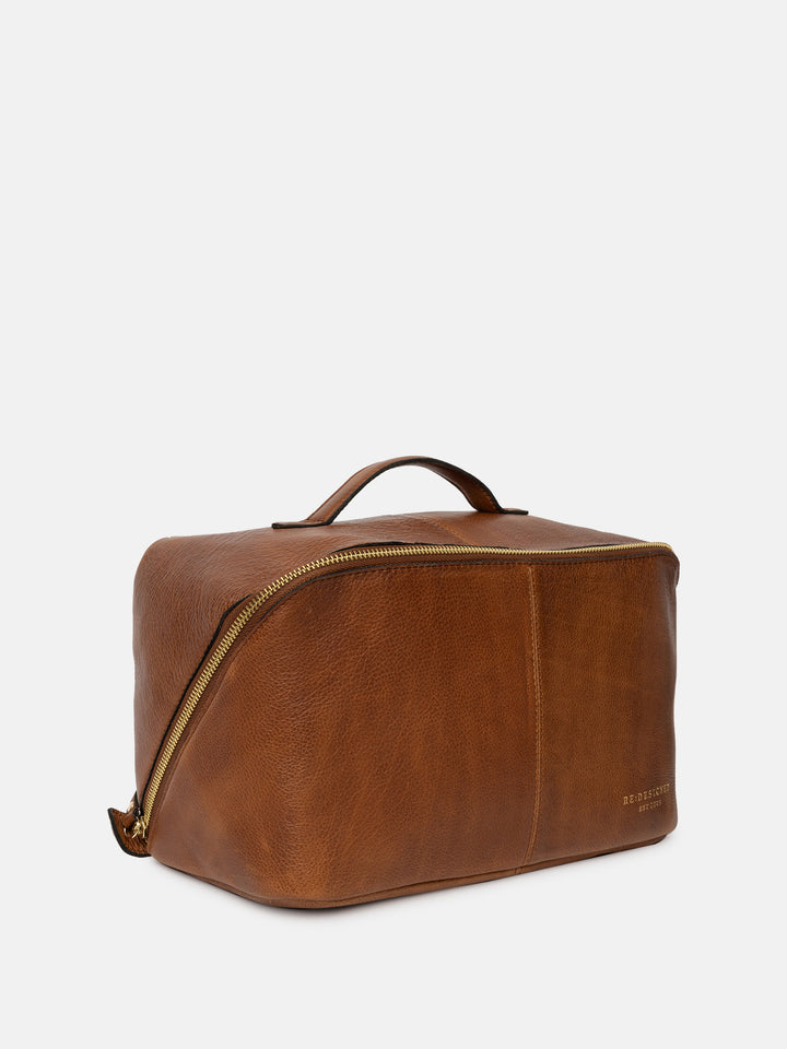 RE:DESIGNED EST 2003 Halima Big Toilet Bag Walnut/Gold