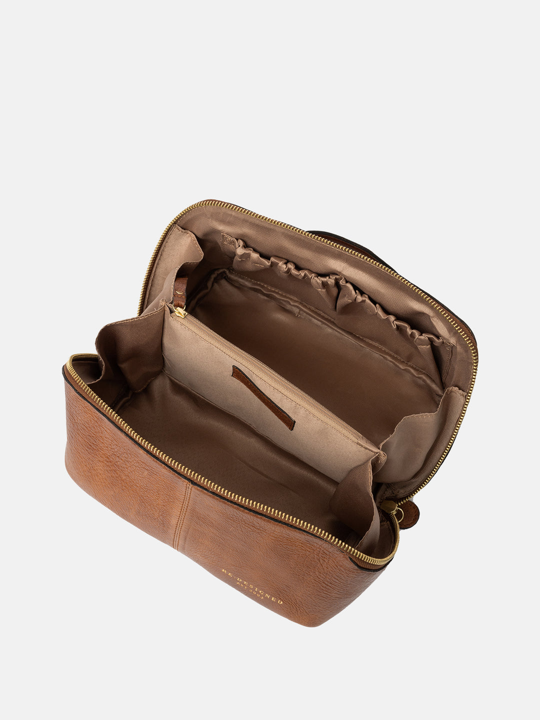 RE:DESIGNED EST 2003 Halima Small Toilet Bag Walnut/Gold