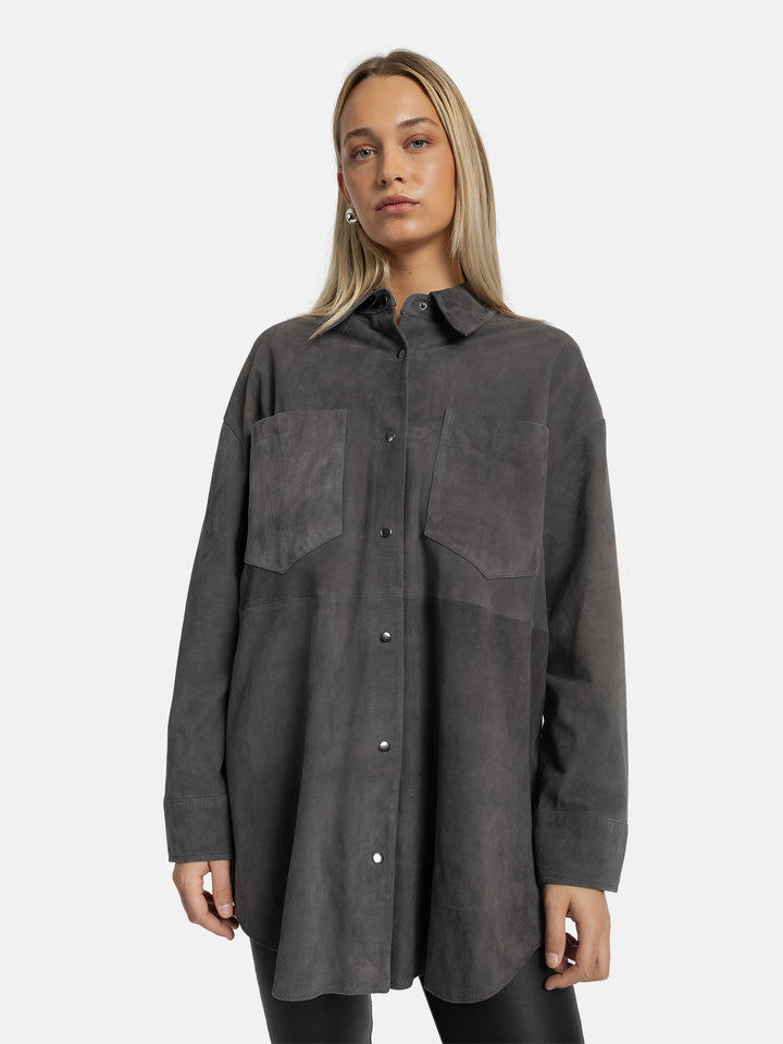 RE:DESIGNED Garment Harlow Suede Shirt Grey