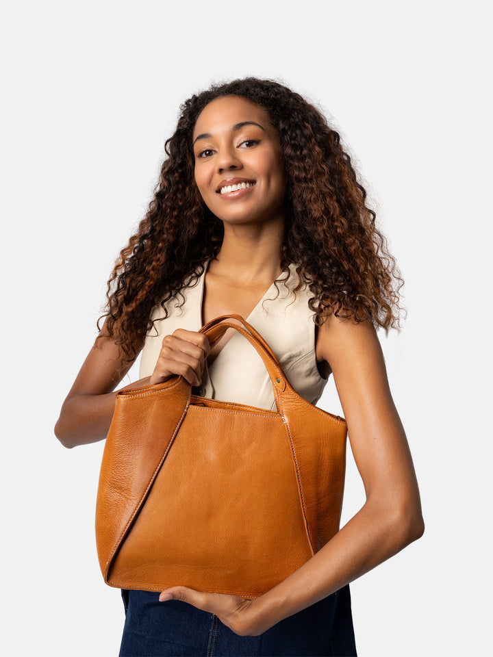 RE:DESIGNED EST 2003 Jona Small Shopper Burned Tan